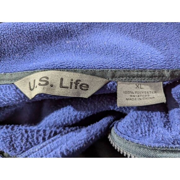U.S. Life Men's Blue Long-Sleeve Front-Zip Multi-Pocket Fleece Jacket Size XL - Picture 2 of 7